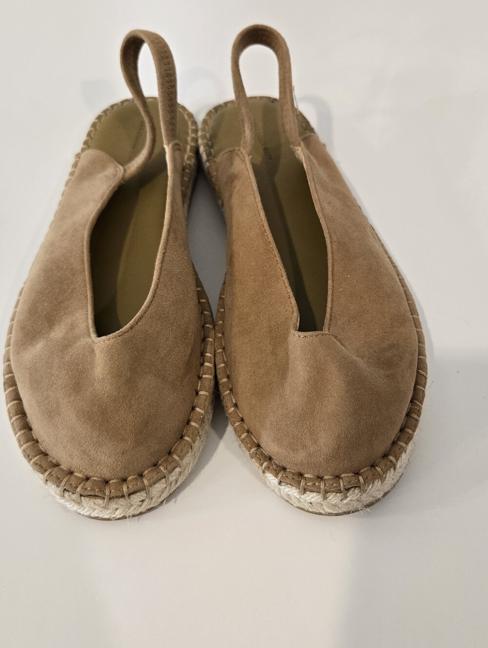 Something Navy Leather Tan Slingbacks Flats Espadrilles Shoes Sz 6 Felix